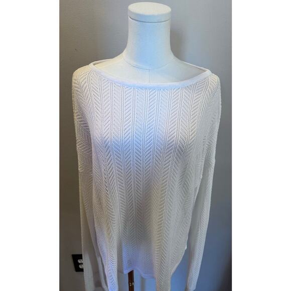 Retro-ology Sweater White Large Open weave Long Sleeve - Picture 2 of 13